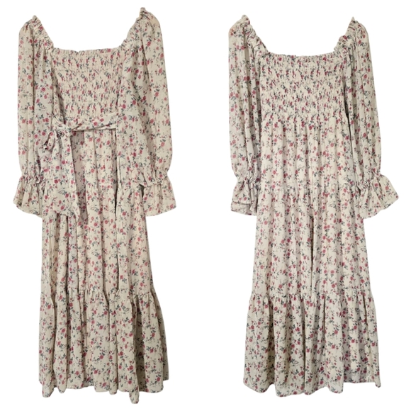 Floral Peasant Print Long Sleeve Dress - Picture 2 of 9